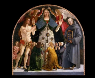 Madonna der Barmherzigkeit und die Heiligen Sebastian und Bernhardin von Siena